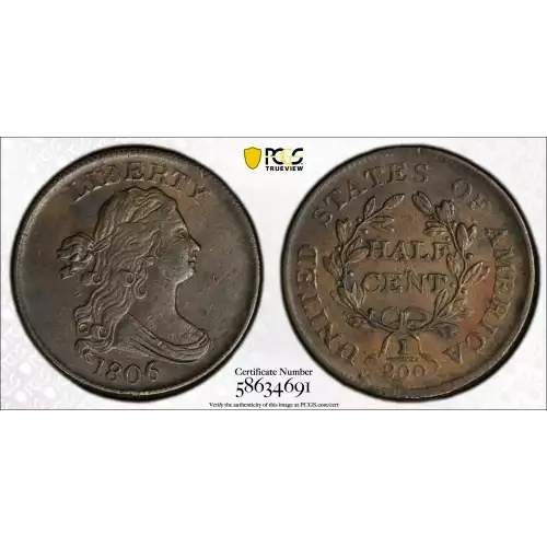 1806 1/2C Small 6, No Stems, BN (2)