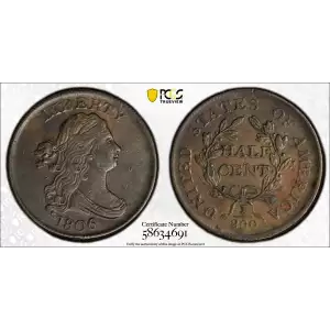 1806 1/2C Small 6, No Stems, BN (2)