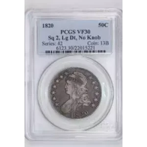 1820 50C Sq. 2, Lg Date, No Knob