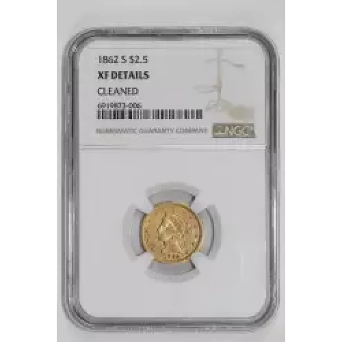 1862-S $2.5 GOLD LIBERTY QUARTER EAGLE NGC XF DETAILS - SCARCE CIVIL WAR DATE!