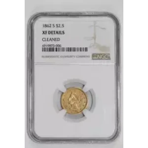 1862-S $2.5 GOLD LIBERTY QUARTER EAGLE NGC XF DETAILS - SCARCE CIVIL WAR DATE!