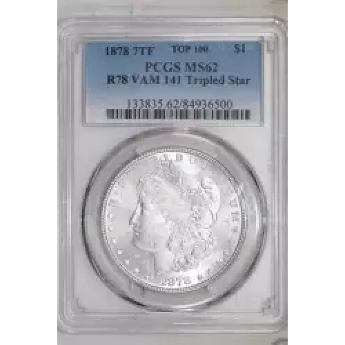 1878 7TF $1 R78 VAM 141 Tripled Star