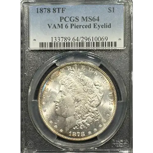1878 8TF $1 VAM 6, Pierced Eyelid