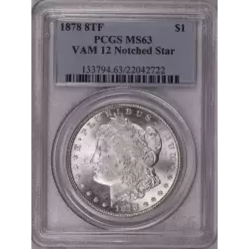 1878 8TF $1 VAM 12 Notched Stars