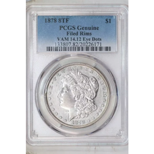 1878 8TF $1 VAM 14.12 Eye Dots