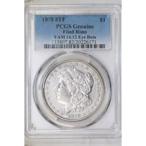 1878 8TF $1 VAM 14.12 Eye Dots