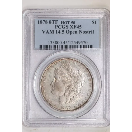 1878 8TF $1 VAM 14.5 Open Nostril