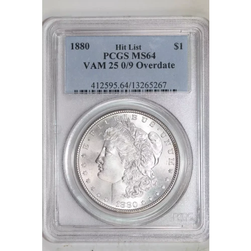 1880 $1 VAM 25 0/9 Overdate