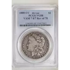1880-CC $1 VAM 7 8/7 Rev of 78