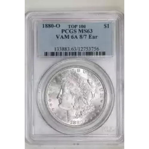 1880-O $1 VAM 6A 8/7 Ear