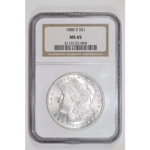 1880-S MORGAN DOLLAR NGC MS65 - FLASHY, WHITE