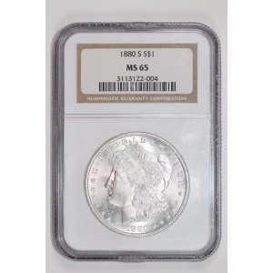 1880-S MORGAN DOLLAR NGC MS65 - FLASHY, WHITE