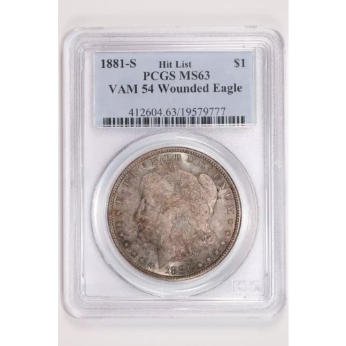1881-S $1 VAM 54B Wounded Eagle Hit List