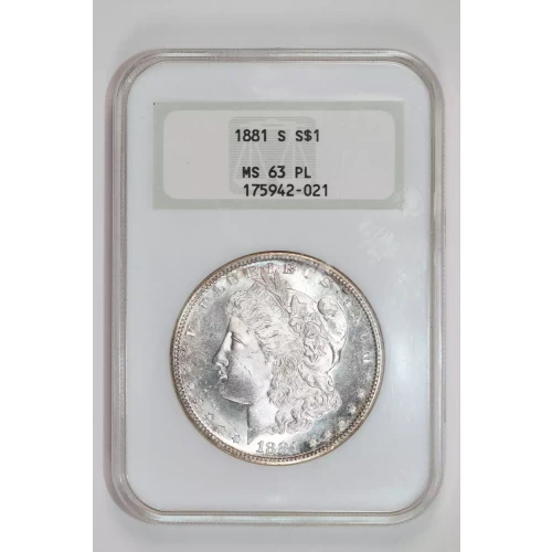 1881-S MORGAN DOLLAR NGC MS63 PL OLD FATTY HOLDER!