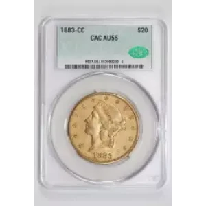 1883-CC $20 GOLD LIBERTY DOUBLE EAGLE CACG AU55 - VERY PQ!
