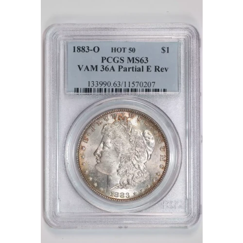 1883-O $1 VAM 36A Partial E Rev HOT 50