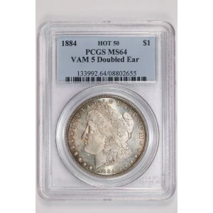 1884 $1 VAM 5 Doubled Ear HOT 50
