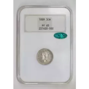 1889 PROOF THREE CENT NICKEL NGC PR65 CAC OLD FATTY HOLDER!