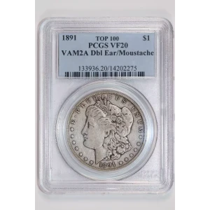 1891 $1 VAM 2A Dbl Ear/Moustache TOP 100