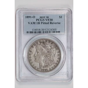 1891-O $1 VAM 1B Pitted Reverse HOT 50