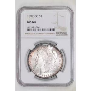 1892-CC MORGAN DOLLAR NGC MS64 - ORIGINAL, PQ COIN!