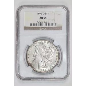 1896-O MORGAN DOLLAR NGC AU58