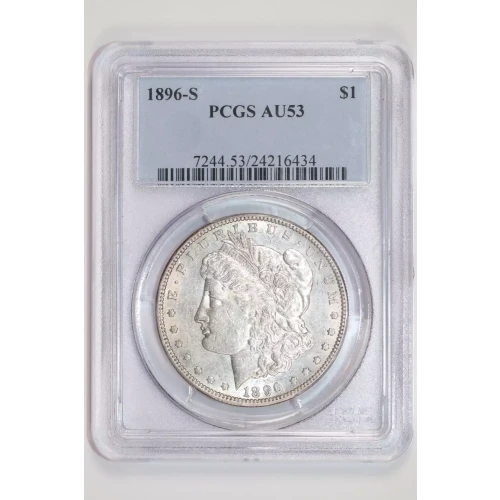 1896-S MORGAN DOLLAR PCGS AU53