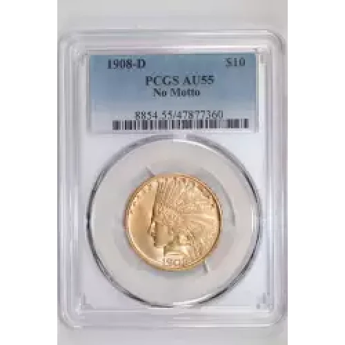 1908-D $10 No Motto