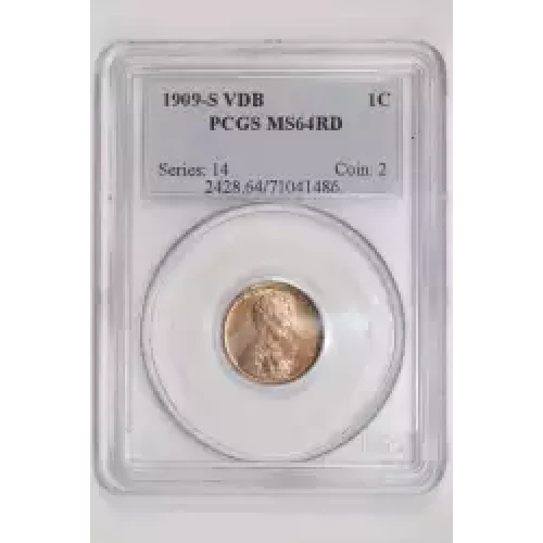 1909-S VDB LINCOLN CENT PCGS MS64 RED (2)
