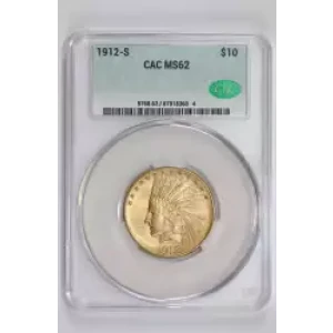 1912-S $10 GOLD INDIAN EAGLE CACG MS62 - PQ & LOOKS NICER! (2)