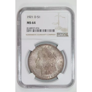1921-D MORGAN DOLLAR NGC MS64