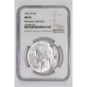 1922-D PEACE DOLLAR NGC MS62 KENNEDY COLLECTION