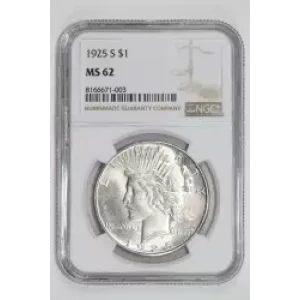 1925-S PEACE DOLLAR NGC MS62