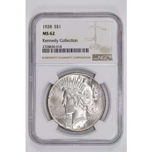 1928 PEACE DOLLAR NGC MS62 KENNEDY COLLECTION