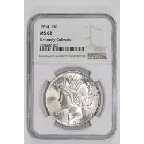 1934 PEACE DOLLAR NGC MS62 KENNEDY COLLECTION