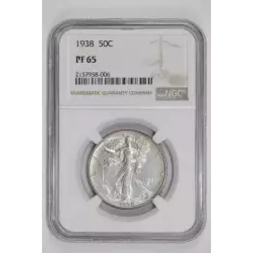 1938 PROOF WALKING LIBERTY HALF DOLLAR NGC PR65