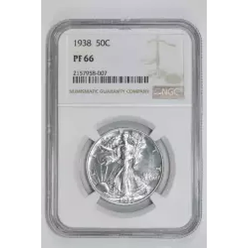 1938 PROOF WALKING LIBERTY HALF DOLLAR NGC PR66 - PQ, WHITE COIN!
