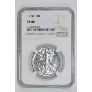 1938 PROOF WALKING LIBERTY HALF DOLLAR NGC PR66 - PQ, WHITE COIN!