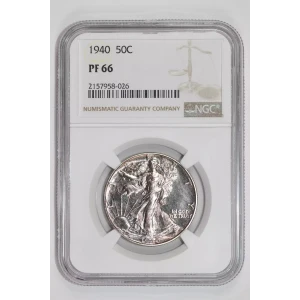 1940 PROOF WALKING LIBERTY HALF DOLLAR NGC PR66