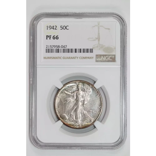 1942 PROOF WALKING LIBERTY HALF DOLLAR NGC PR66