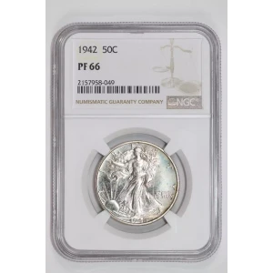 1942 PROOF WALKING LIBERTY HALF DOLLAR NGC PR66