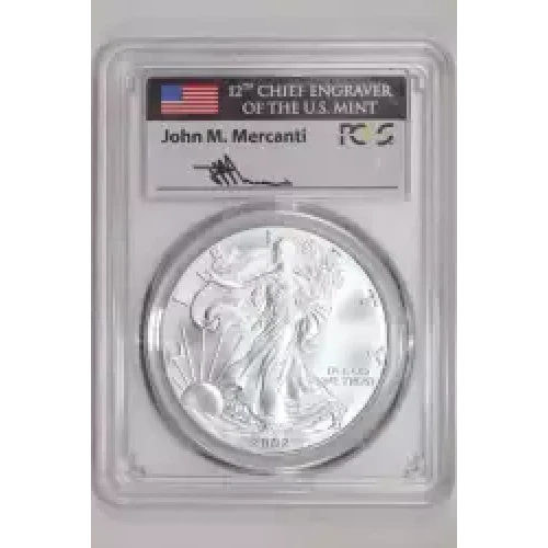 2002 $1 Silver Eagle Mercanti Signature