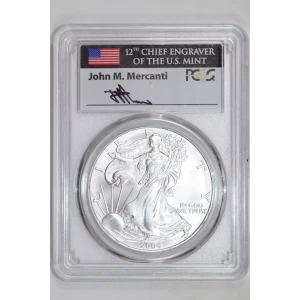 2004 $1 Silver Eagle Mercanti Flag Signature