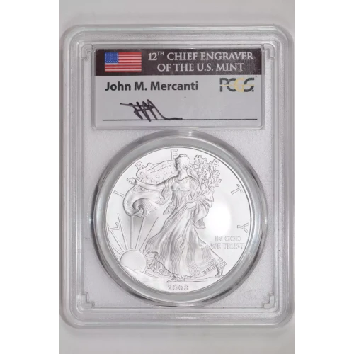 2008 $1 Silver Eagle Mercanti Signature