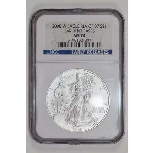 2008 W BURNISHED SILVER EAGLE REV OF 07 EARLY RELEASES