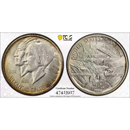 Classic Commemorative Silver--- Arkansas Centennial 1935-1939-Silver- 0.5 Dollar (2)