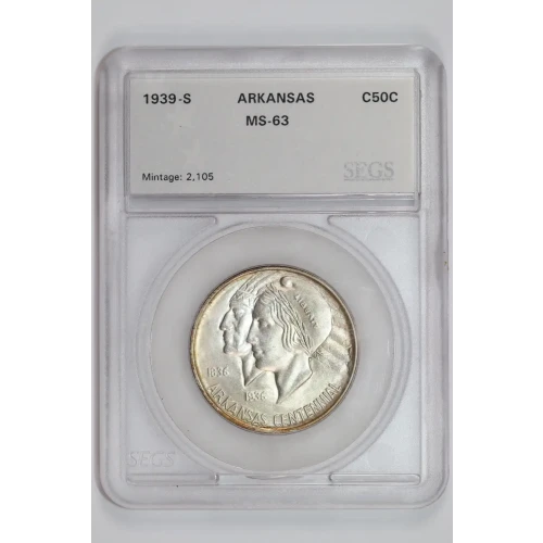 Classic Commemorative Silver--- Arkansas Centennial 1935-1939-Silver- 0.5 Dollar