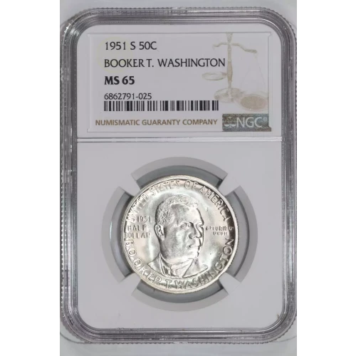 Classic Commemorative Silver--- Booker T. Washington Memorial 1946-1951-Silver- 0.5 Dollar