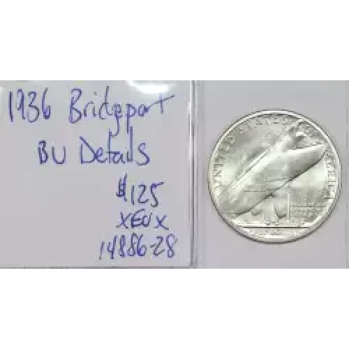 Classic Commemorative Silver--- Bridgeport, Connecticut, Centennial 1936 -Silver- 0.5 Dollar (2)