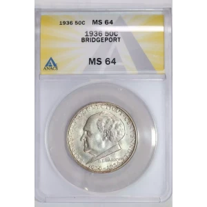 Classic Commemorative Silver--- Bridgeport, Connecticut, Centennial 1936 -Silver- 0.5 Dollar